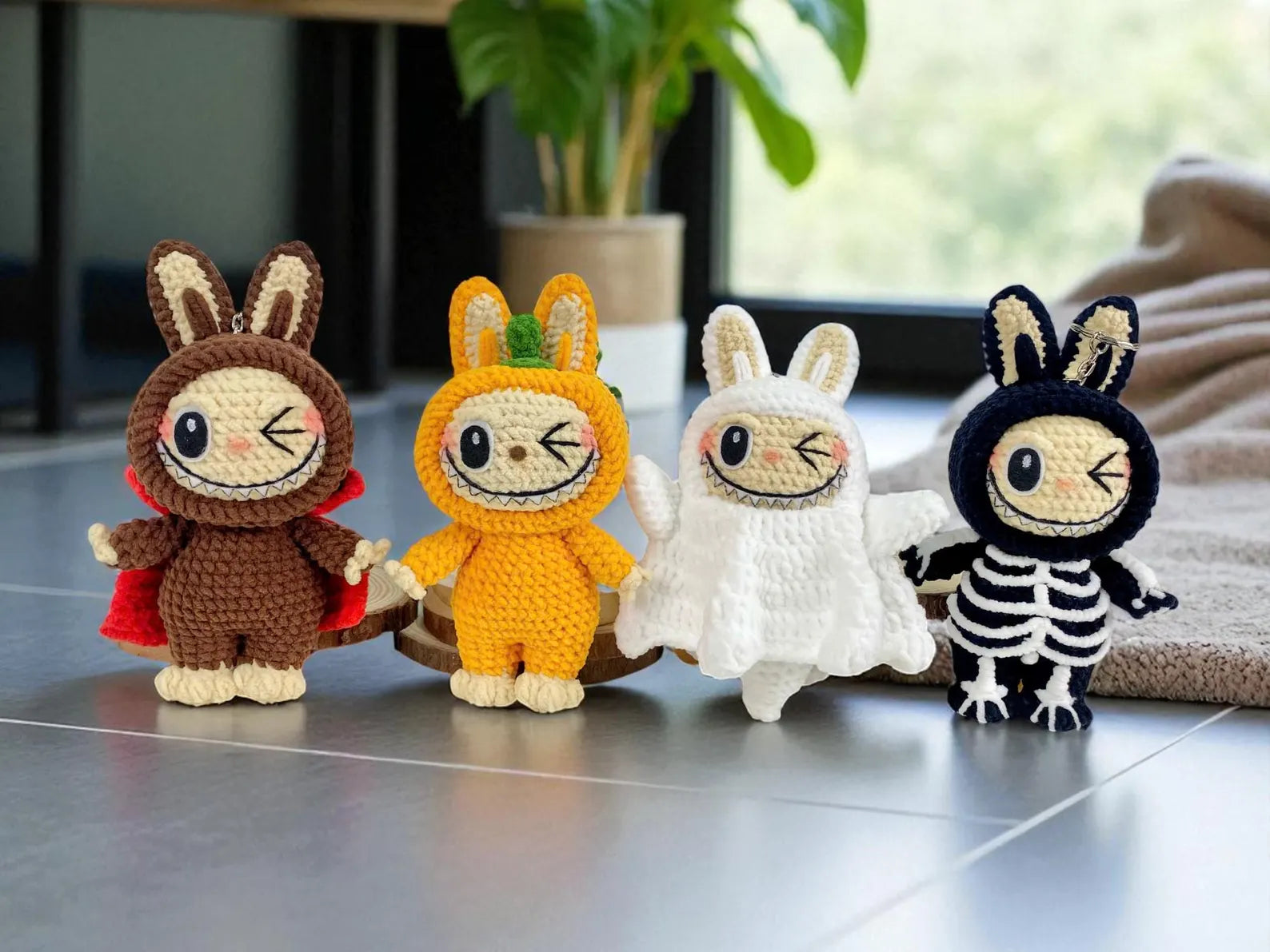Labubu Crochet Pattern PDF Keychain, Amigurumi Mini Bunny Plush Charm, Cute Stuffed Character Keyring Pattern, Digital File