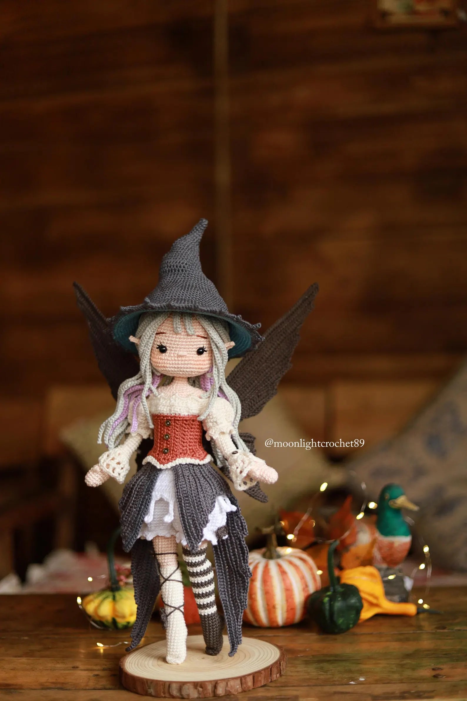 Halloween Witch Fairy Crochet Doll Pattern, Myrella Amigurumi Doll PDF, Crochet Pattern in English, French, German, Spanish, Portuguese