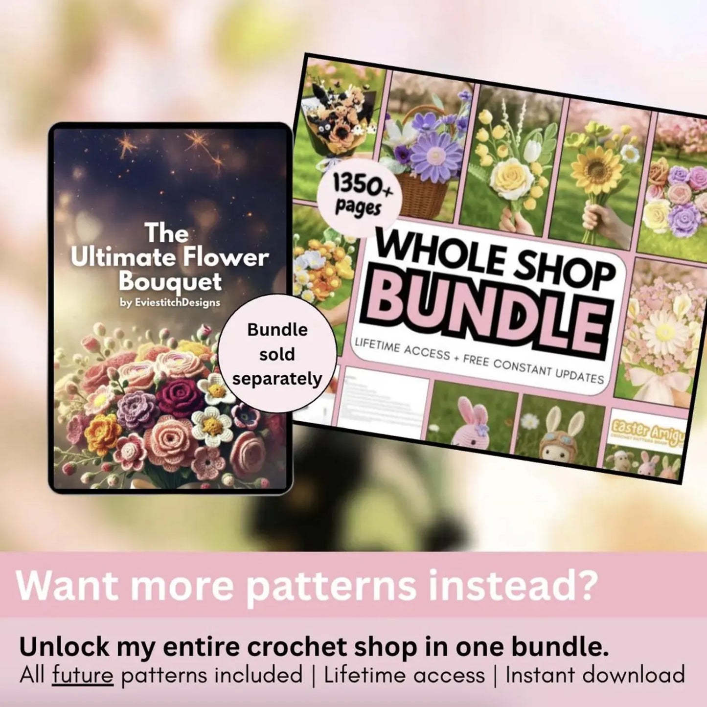 900+ Flower Bouquet Crochet PATTERN Bundle Amigurumi Digital Mother Day Floral Stem Pot Plant Spring Sun Wedding Rose Tulip Daisy Grad Gift