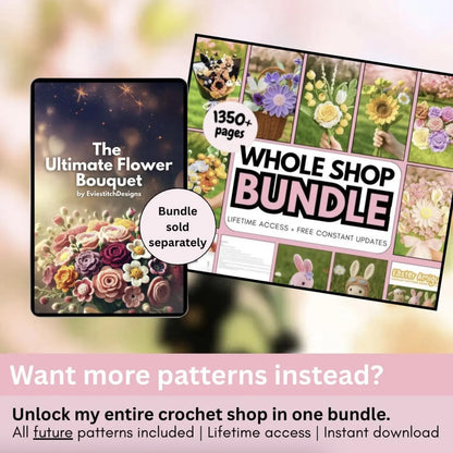 900+ Flower Bouquet Crochet PATTERN Bundle Amigurumi Digital Mother Day Floral Stem Pot Plant Spring Sun Wedding Rose Tulip Daisy Grad Gift